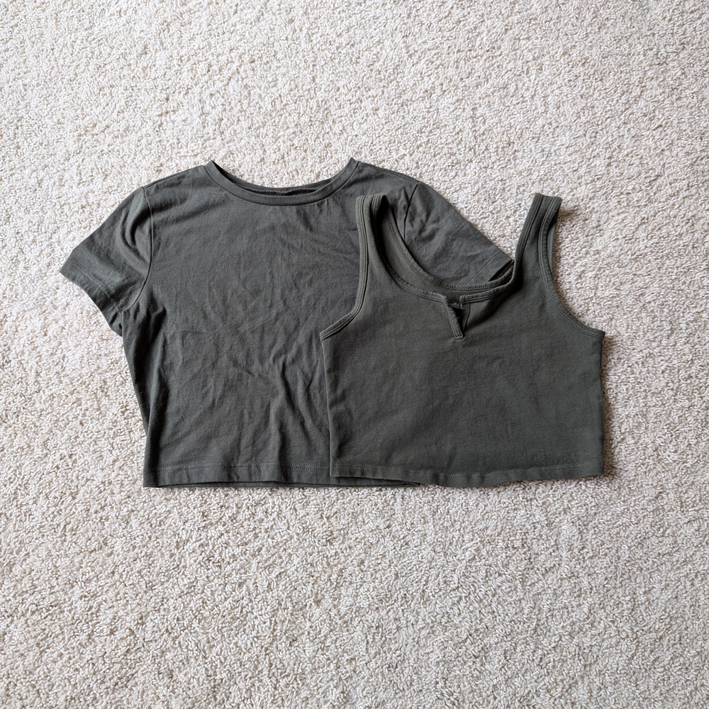 Wild Fable Olive Cropped Set Size XS/S